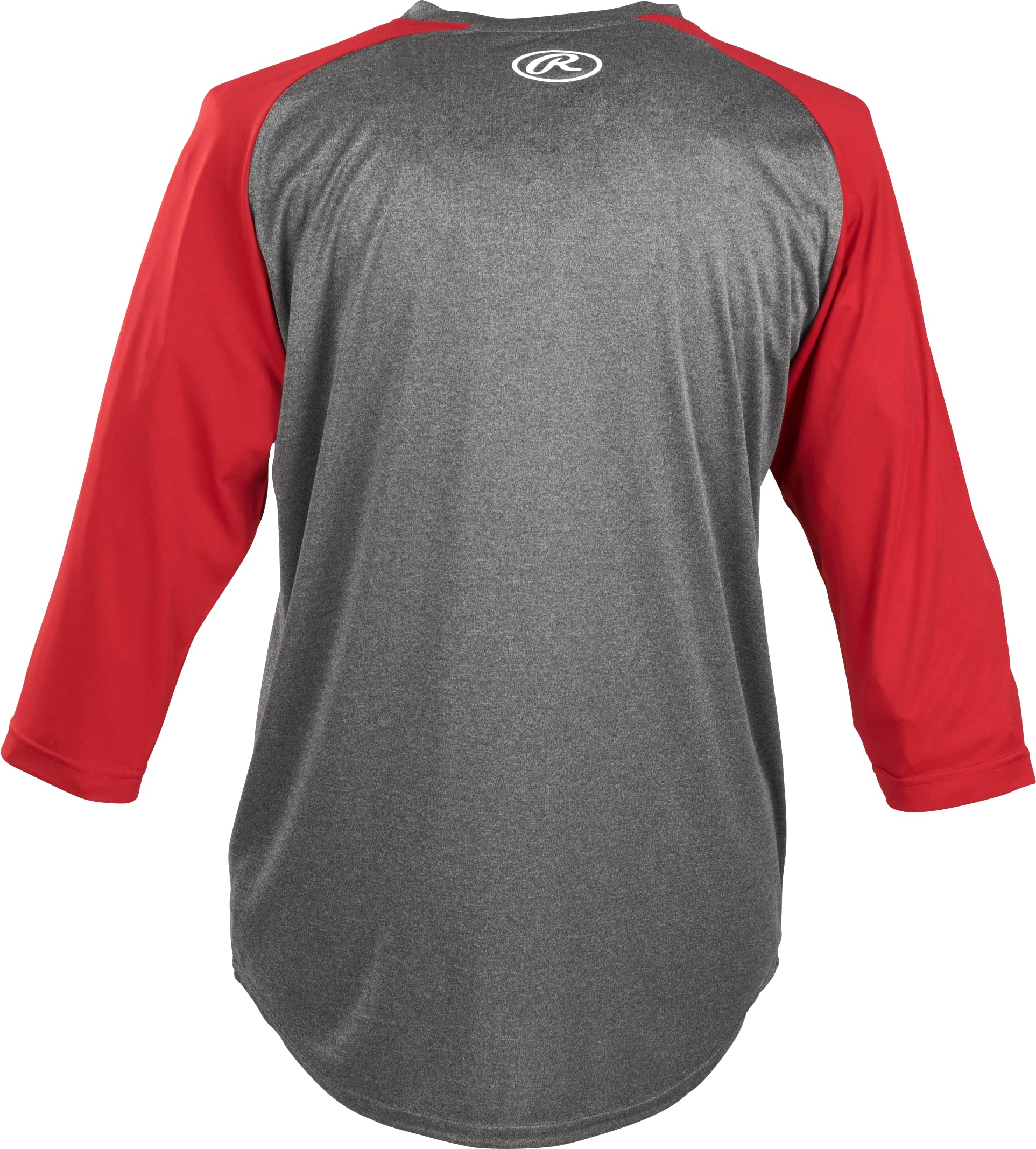 Rawlings Mens 3/4 Sleeve Shirt, Graphite/Scarlet, Large US