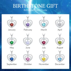 Gloffery 925 Sterling Silver Birthstone Heart Cut Halo CZ Pendant Necklaces for Women (Heart, Dec)