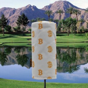 Golf Club Driver Headcover- Premium Bitcoin Barrel Style Golf Driver Head Covers- Durable Golf Club Cover Fits Most Drivers- Protective Golf Driver Head Cover for up to 460 cc Driver Woods