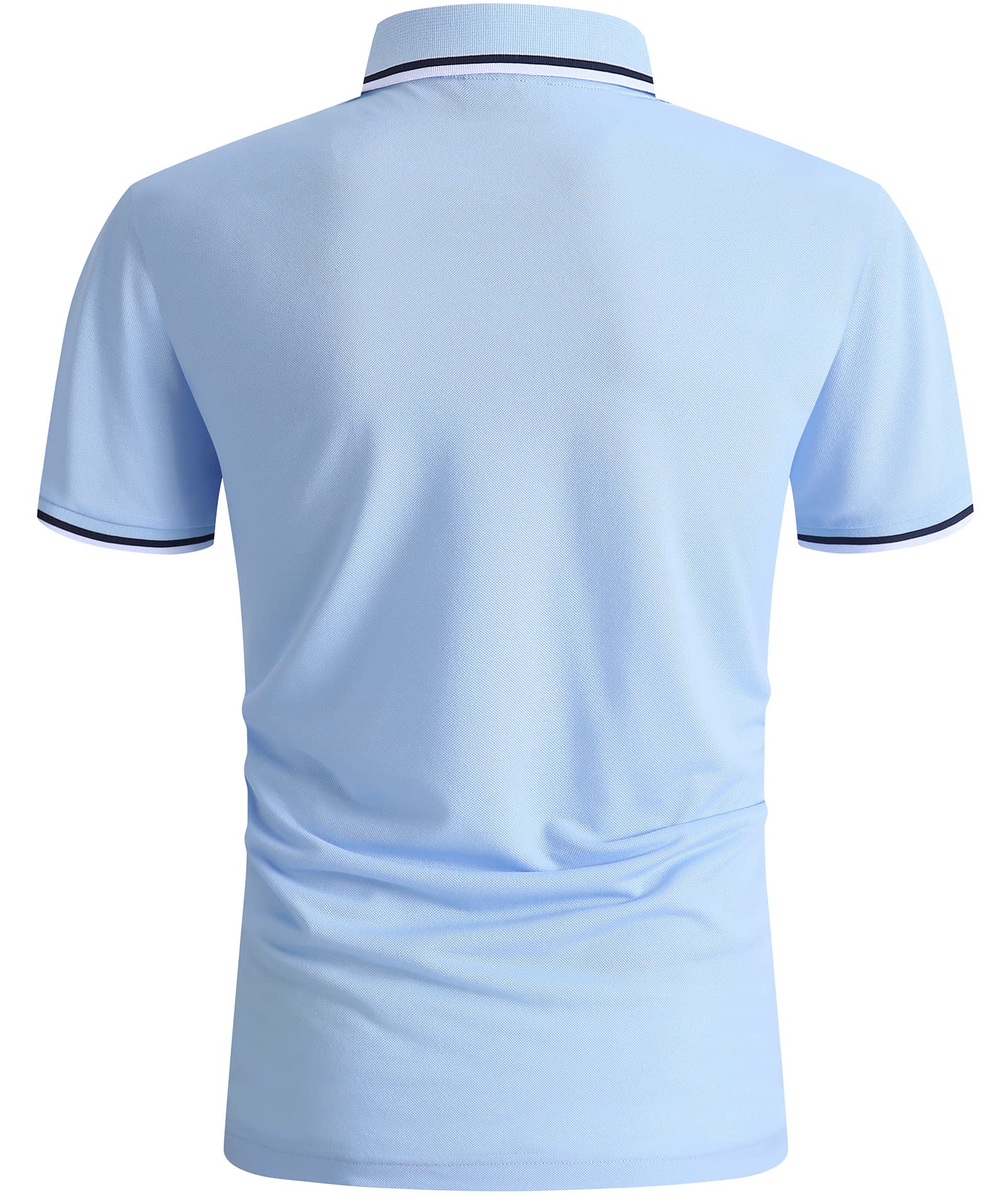 SECOOD Baby Blue Polo Shirts for Men Dry Golf Shirts Moisture Wicking Athletic Shirts for Outdoor