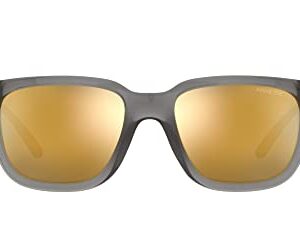 Arnette Men's AN4306 Plaka Square Sunglasses, Transparent Grey/Mirrored Yellow Gold, 54 mm