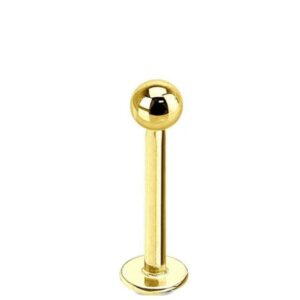 14K SOLID GOLD 16G INTERNALLY THREADED 3MM BALL LIP LABRET TRAGUS STUD RING Style 88888-2054