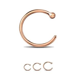 14 Karat Rose Gold 20G 5/16" 14K 1.5 mm Ball Open Nose Hoop Tragus Ring Jewelry Style 88888-1999