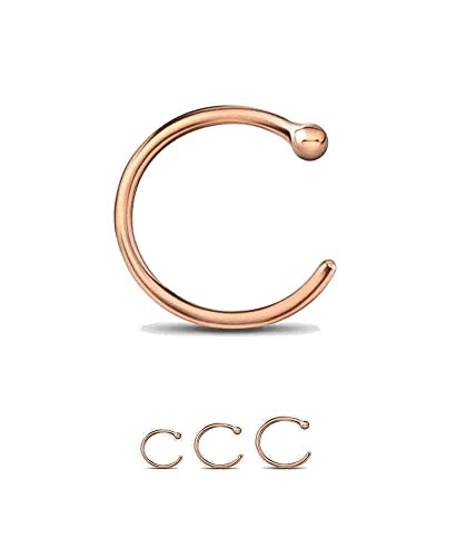 14 Karat Rose Gold 20G 5/16" 14K 1.5 mm Ball Open Nose Hoop Tragus Ring Jewelry Style 88888-1999