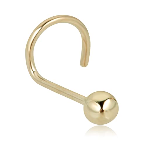 20G REAL SOLID 14K KARAT YELLOW GOLD 3MM BALL NOSE SCREW BEND RING NOSTRIL STUD Style 88888-1952