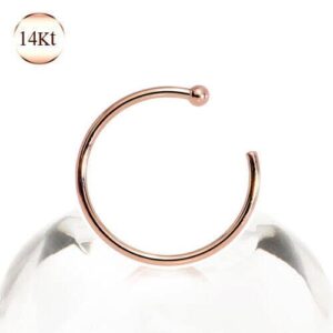 14 Karat Rose Gold 20G 5/16" 14K 1.5 mm Ball Open Nose Hoop Tragus Ring Jewelry Style 88888-1999