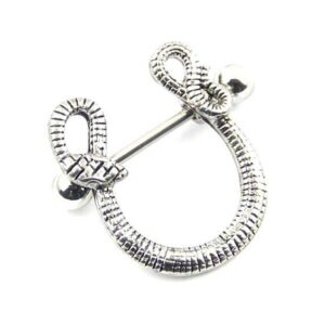 PAIR 14G SURGICAL STEEL SNAKE PYTHON NIPPLE SHIELDS RING BARBELL NIPPLERINGS Style 88888-940