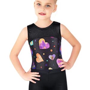 XFGIRLS Gymnastics Leotards for Girls Sparkle One-Piece Activewear Sleeveless Ballet Dance Athletic Leotards with Shorts Black 10-12 Years