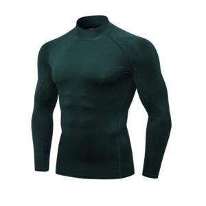 CARGFM Men's Mock Compression Shirt UPF 50+ Long Sleeve Turtleneck Undershirts Baselayer Athletic Running T-Shirts Top Deep Green