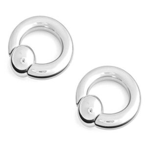 PAIR 00G SPRING LOADED CAPTIVE BEAD RING STEEL BIG GAUGES PRINCE ALBERT JEWELRY Style 88888-1822