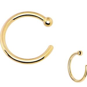 20G 14 Karat 14K Solid Yellow Gold Tiny Ball Open End Nose Hoop Nose Ring Style 88888-1966