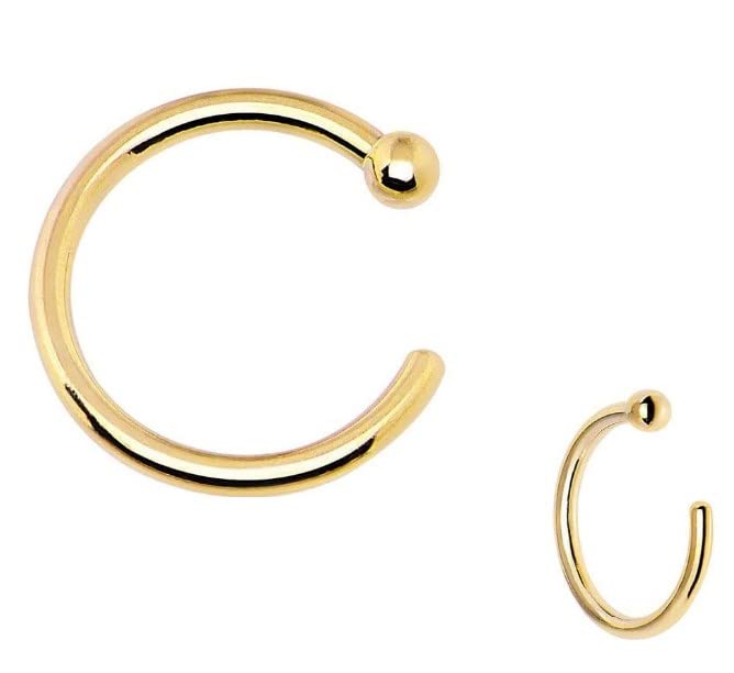 20G 14 Karat 14K Solid Yellow Gold Tiny Ball Open End Nose Hoop Nose Ring Style 88888-1966