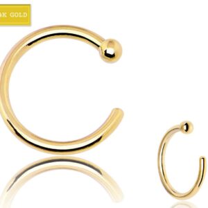 20G 14 Karat 14K Solid Yellow Gold Tiny Ball Open End Nose Hoop Nose Ring Style 88888-1966