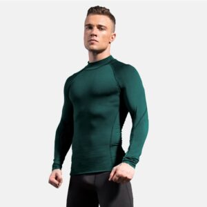 CARGFM Men's Mock Compression Shirt UPF 50+ Long Sleeve Turtleneck Undershirts Baselayer Athletic Running T-Shirts Top Deep Green