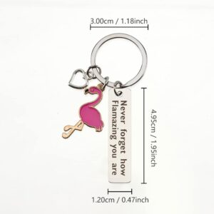 BOMEON Flamingo Gifts for Women, Flamingo Keychain Womens Keychain, Inspirational Gifts for Women, Motivational Gifts, Encouragement Gifts for Women, Get Well Soon Gifts, Cheer Up Gifts for Women