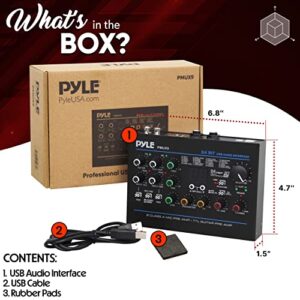 Pyle Professional USB Audio Interface with MIC/LINE, Guitar, AUX Stereo and RCA Inputs, Phone/Stereo/Monitor Outputs, Ideal for Computer Playing & Recording, Preset 24 Digital Effects - PMUX9