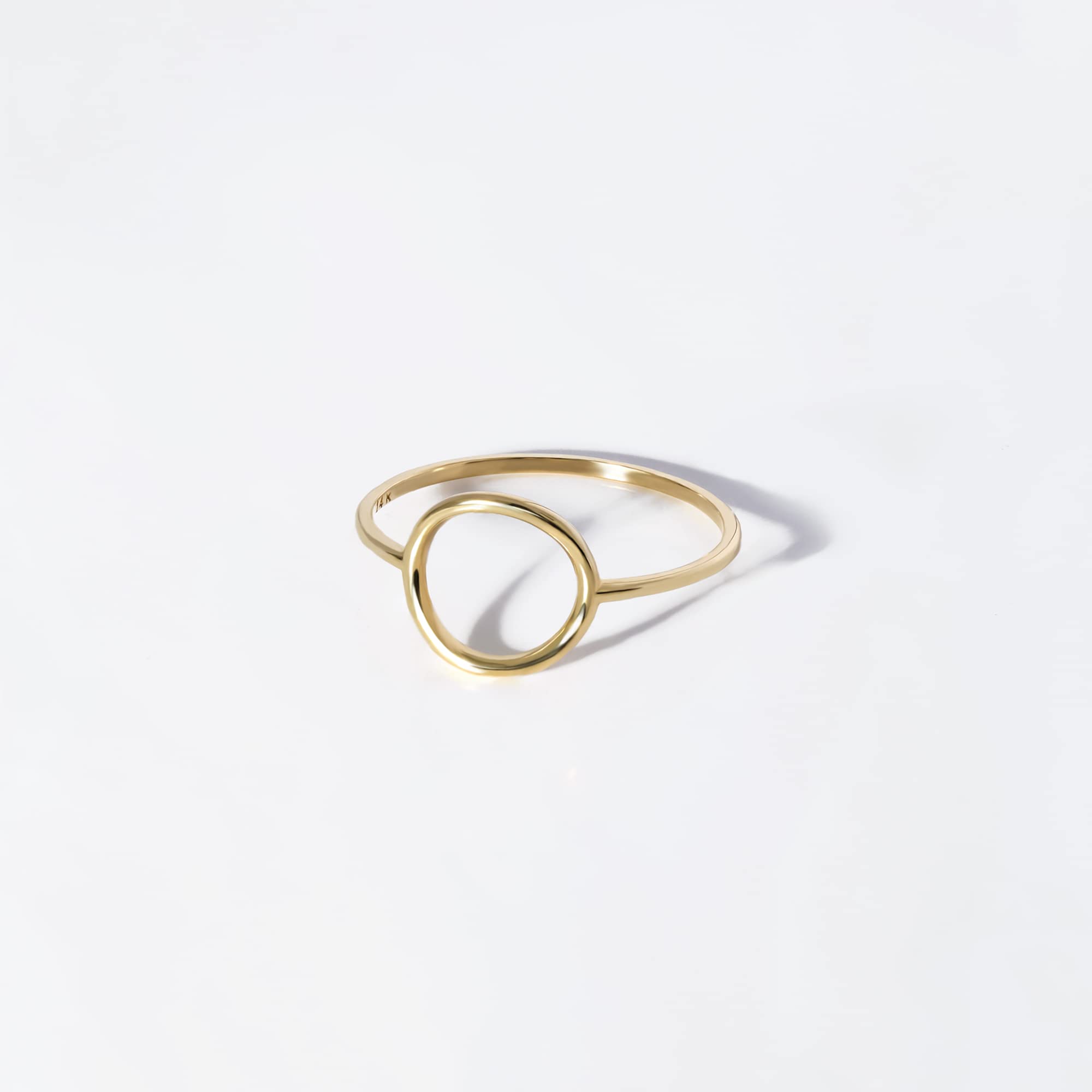 GELIN Open Circle Karma Ring in 14K Solid Gold | 14K Real Gold Karma Ring | 14k Yellow Gold Statement Rings for Women, Sizes 5 to 9