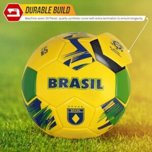 Vizari National Team Soccer Balls | Durable Faux Leather & Rubber, Three Sizes, Nine Countryballs - Elevate Your Play with Iconic Team Representation (3, Brasil Yellow)