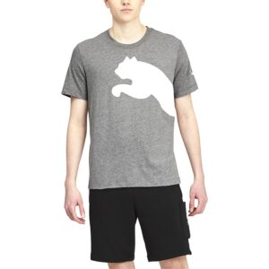 puma mens oversized logo tee top crew neck crew neck (x-large, medium grey heather/white)