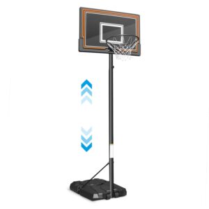 basketball hoop outdoor 7-10ft adjustable basketball goal, 44in outdoor basketball hoop & goals for kids, youth, and adults in the backyard with blackboard & wheels