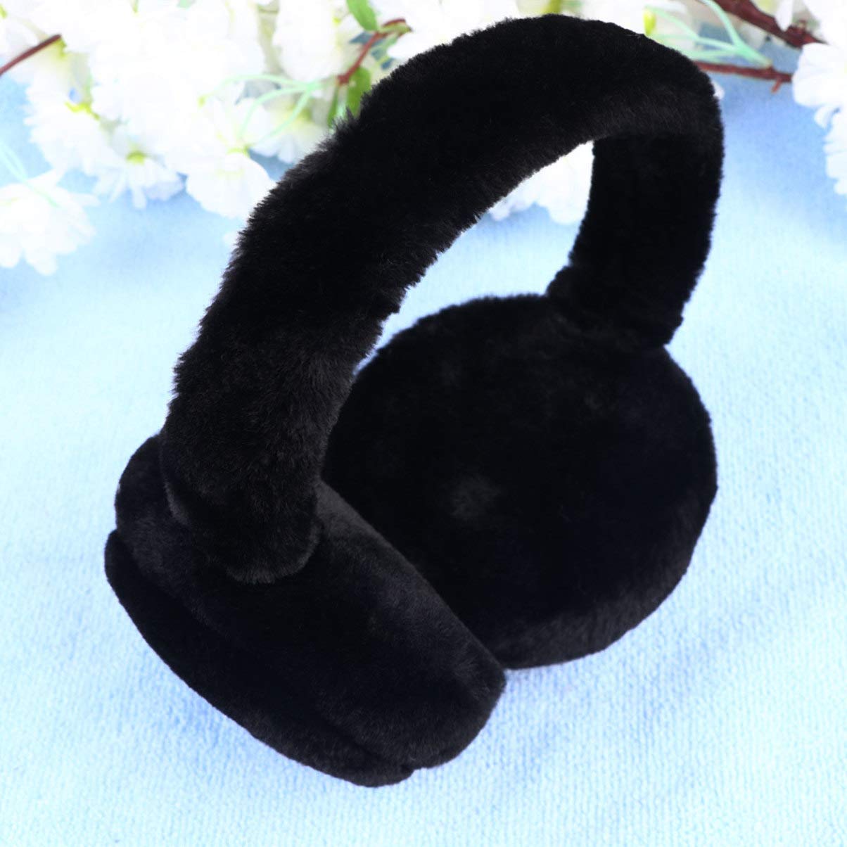 Healeved Fluffy Ear Muffs Women Winter Warm Earmuff Plush Ear Warmer Winter Ear Covers Headwear Outdoor Earmuff, Black Ear Warmer