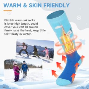 findway Kids Ski Socks, 2 Pairs /3 Pairs Warm Cotton Snowboard Socks Boys Girls for Skiing Outdoor Cold Weather