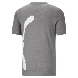 PUMA Mens Oversized Logo Tee Top Crew Neck Crew Neck (X-Large, Medium Grey Heather/White)