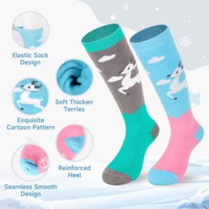 findway Kids Ski Socks, 2 Pairs /3 Pairs Warm Cotton Snowboard Socks Boys Girls for Skiing Outdoor Cold Weather