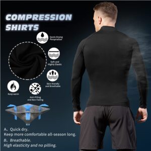 CARGFM Men's Mock Compression Shirt UPF 50+ Long Sleeve Turtleneck Undershirts Baselayer Athletic Running T-Shirts Top Deep Green