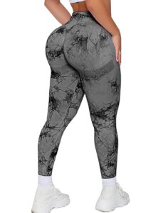 cfr womens gym sport workout leggings for women seamless yoga pants high waist scrunch butt lifting tummy control plus size #1 scrunch booty tiedye black,xl