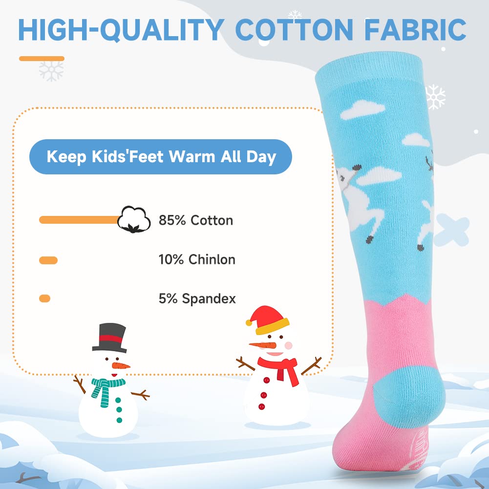 findway Kids Ski Socks, 2 Pairs /3 Pairs Warm Cotton Snowboard Socks Boys Girls for Skiing Outdoor Cold Weather