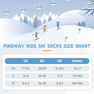 findway Kids Ski Socks, 2 Pairs /3 Pairs Warm Cotton Snowboard Socks Boys Girls for Skiing Outdoor Cold Weather