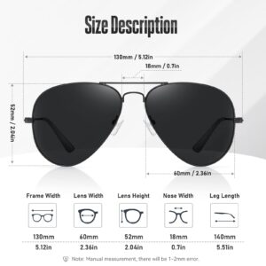 kunchu Classic Aviator Sunglasses for Men Womens Sunglasses Driving Polarized Sunglasses UV 400 Lens Protection