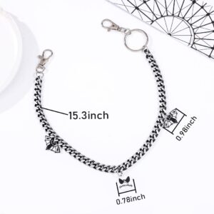 Tgirls Punk Jean Chain Silver Goth Pants Chain Hip Hop Wallet Chain Skeleton Keychain Bat Ghost Layered Trouse Chains Halloween Christmas Jewelry Accessorise for Women (Bat)