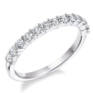 Sizeron 2mm Moissanite Wedding Bands Brilliant Round Half Eternity Promise Ring Christmas Gift For Women Size 8