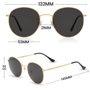 Veda Tinda Vision Vintage Small Round Polarized Sunglasses Classic Retro Circle Black Sun Glasses For Women Men UV400 Protection With Sunglasses Chain C14S11