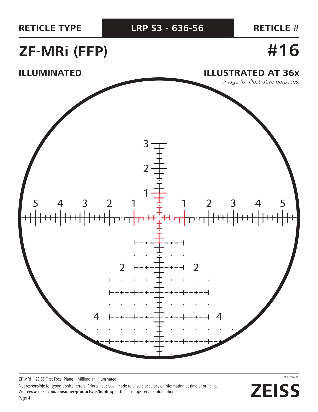 ZEISS LRP S3 6-36x56 First Focal Plane MRAD Riflescope with Illuminated Reticle