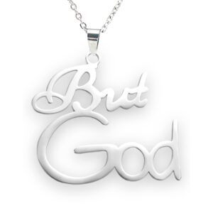 Faith Necklace But God Stainless Steel Christian Necklace with 20 inch Stainless Steel Chain