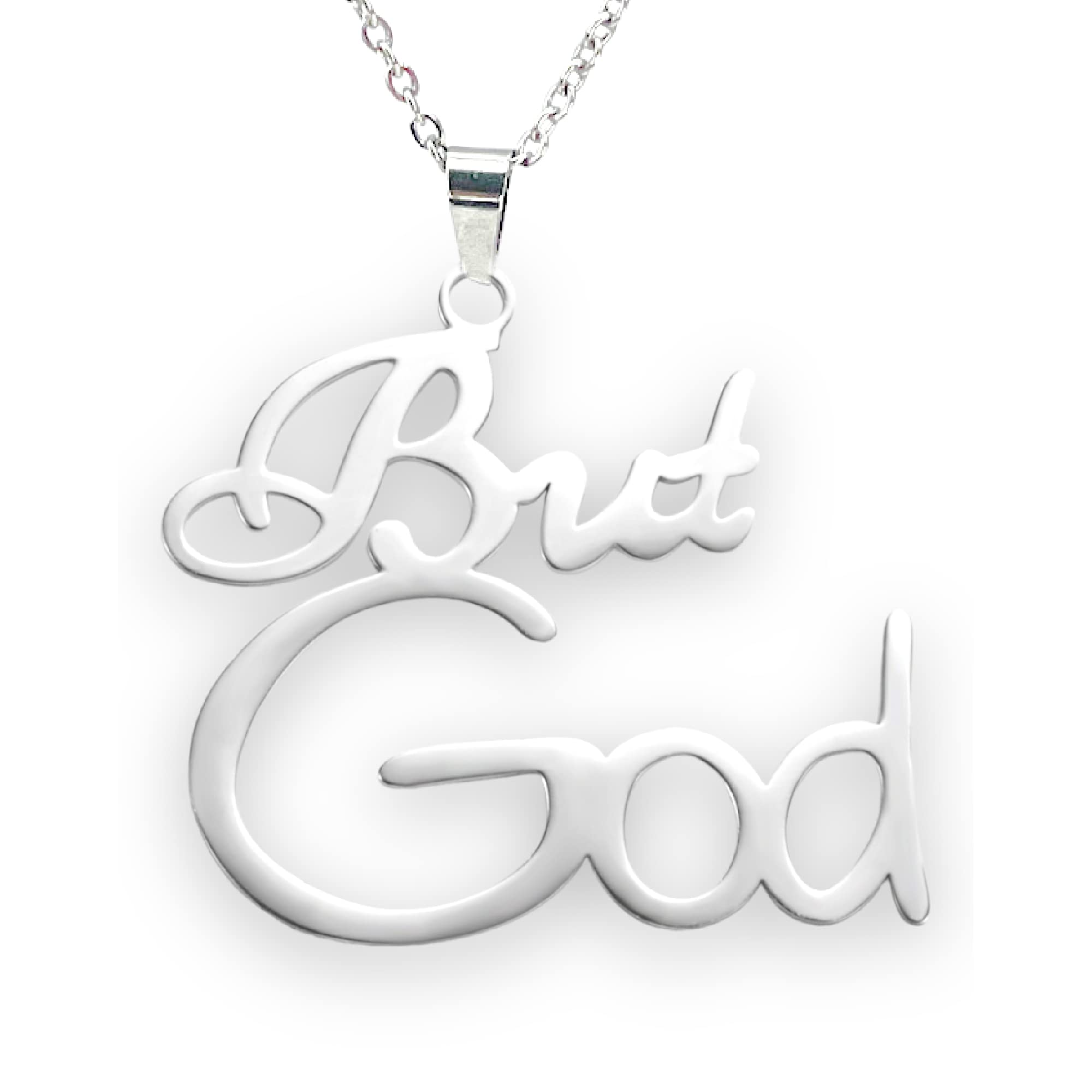 Faith Necklace But God Stainless Steel Christian Necklace with 20 inch Stainless Steel Chain