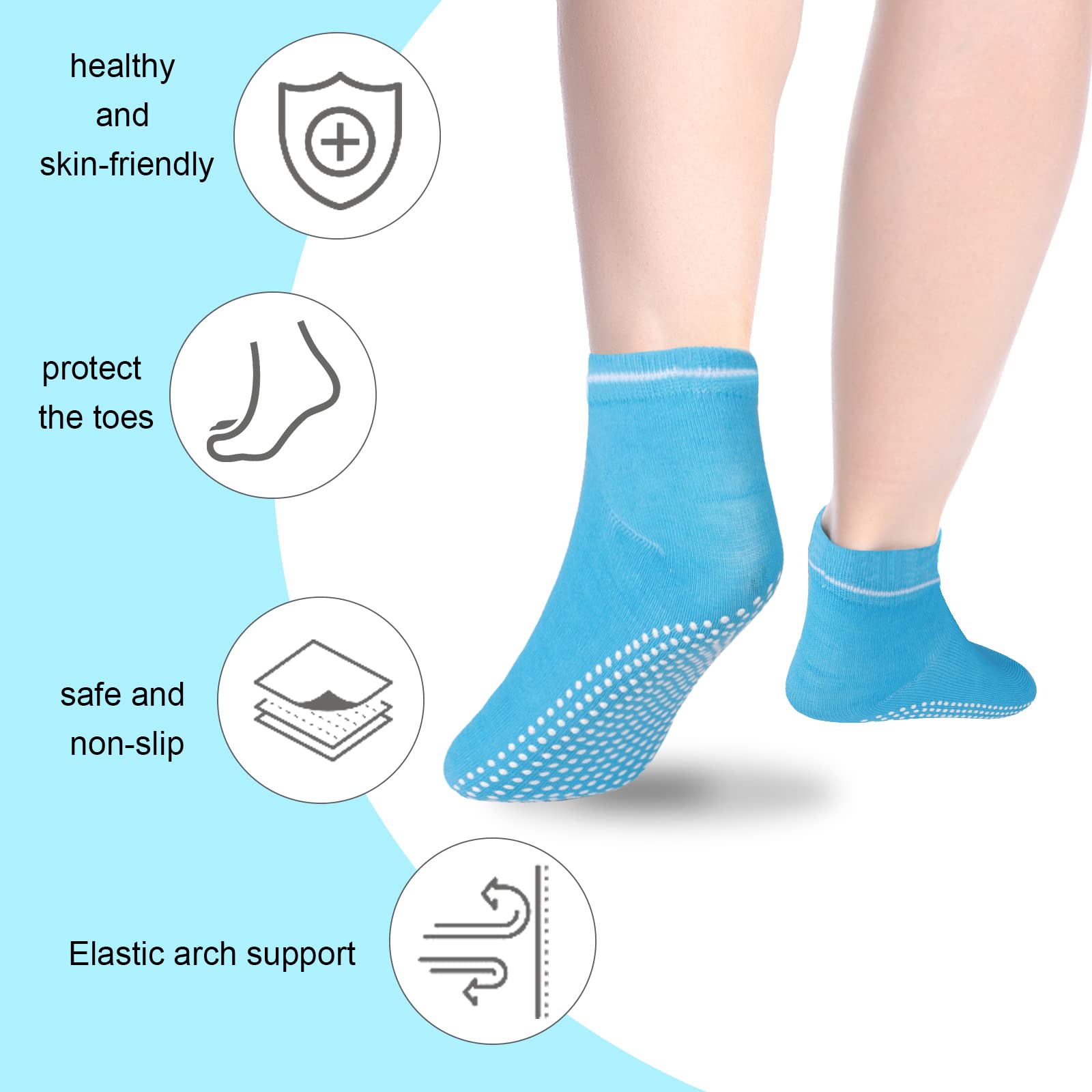 SAIJINZHI 8pairs Unisex Non Slip Grip Socks with Cushion for Pilates Yoga Socks,Socks With Grippers for Women Pilates Socks With Grips (Fabric, Multicolor)