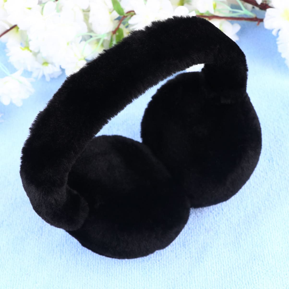 Healeved Fluffy Ear Muffs Women Winter Warm Earmuff Plush Ear Warmer Winter Ear Covers Headwear Outdoor Earmuff, Black Ear Warmer