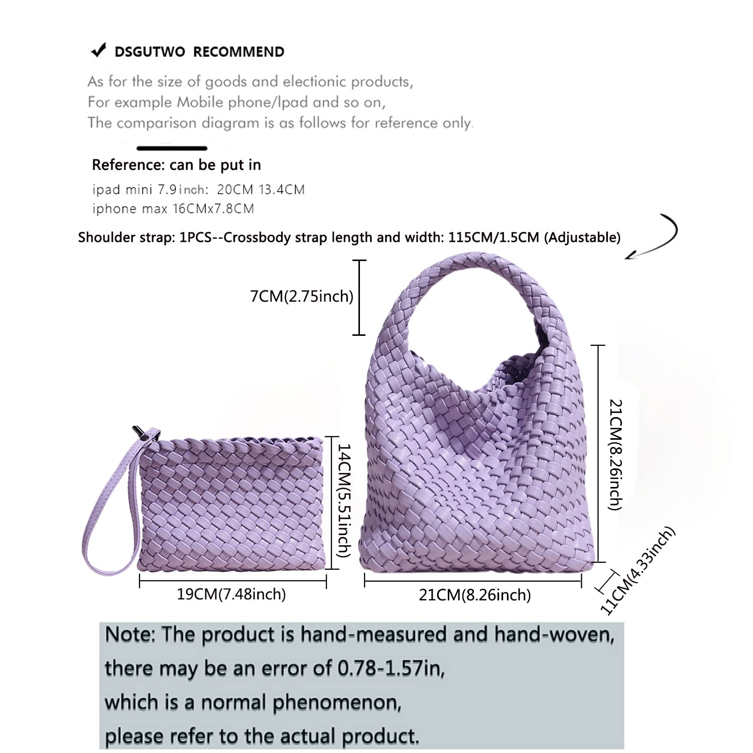 Handmade Woven Shoulder Bags for Women Cute Hobo Tote Handbag Mini Clutch Purse with Magnetic Buckle Crossbody Phone Bag (Dark Green)