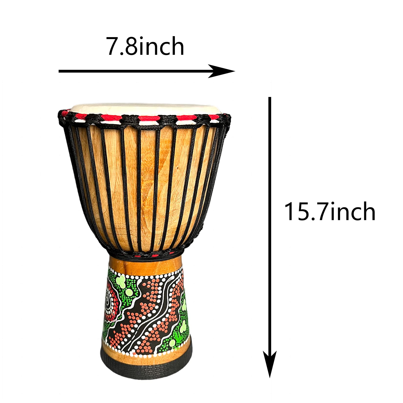 RUOSWTE 8-inch Djembe Drum，Djembe，Percussion Music Bongo, West African Style（ Log painting）