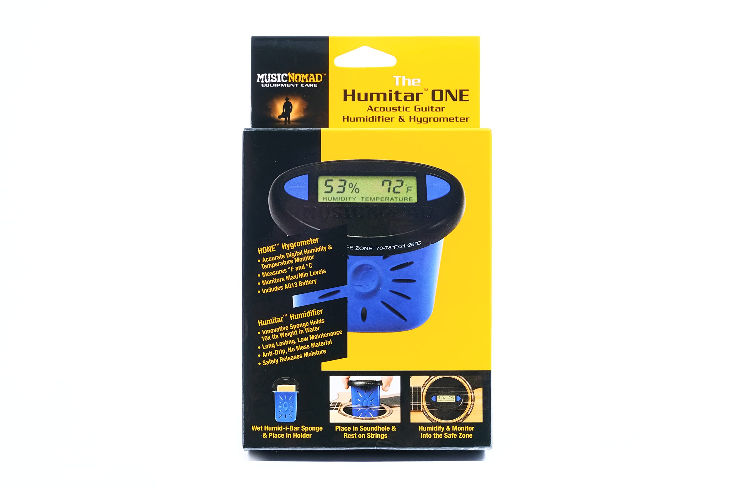 MusicNomad (MN311) The Humitar ONE-Acoustic Guitar Humidifier & Hygrometer