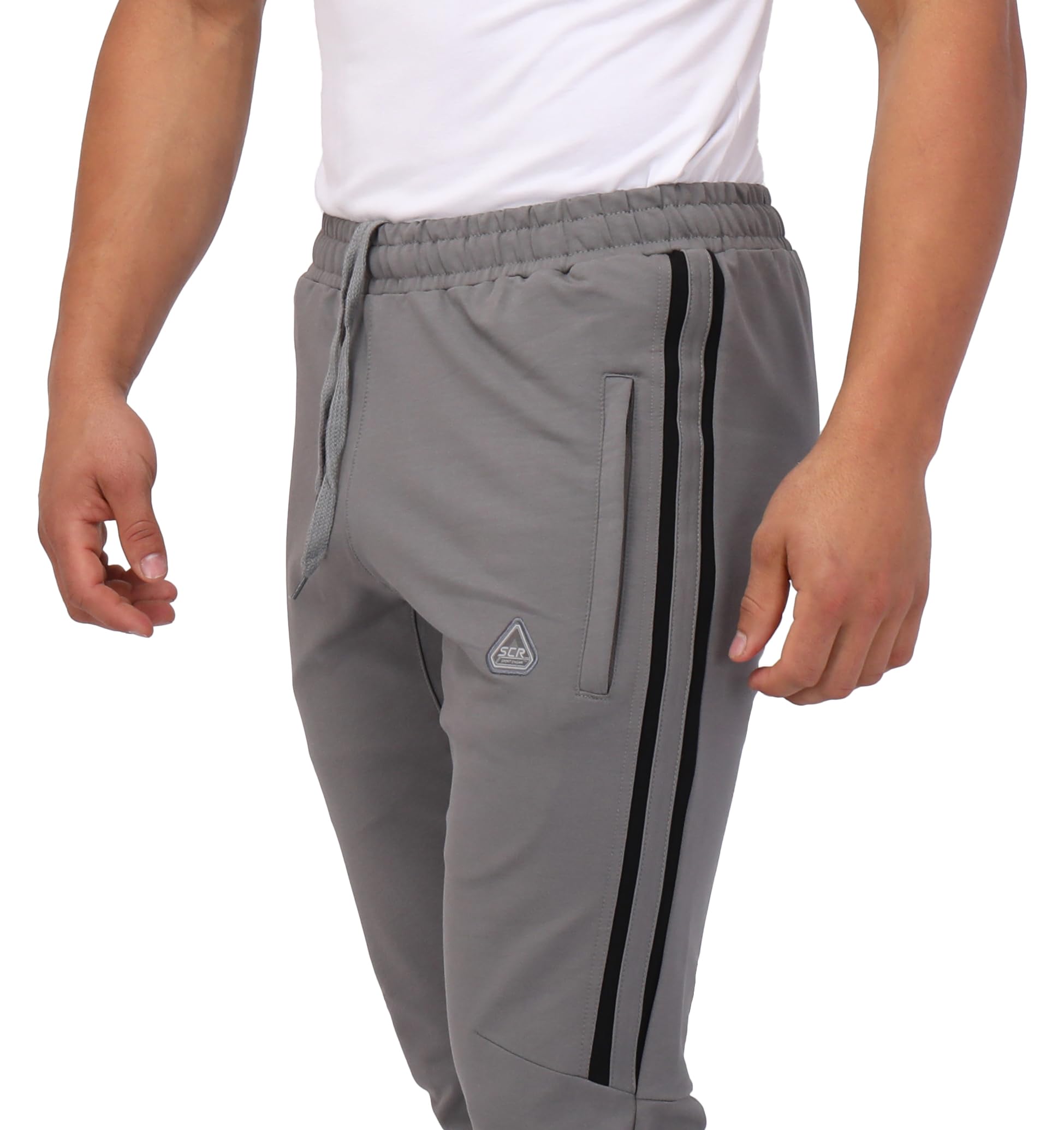 SCR SPORTSWEAR Mens Track Jogging Pants Joggers Sweatpants with Zipper Pockets 30/33/36 Inseam Tall (S-36 DPG-K849)