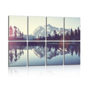 Olanglab Decorative Acoustic Panels Art, 8 Pack 48''x32'' Acoustical Soundproof Wall Panels, Sound Absorbing Acoustic Panels Self Adhesive, Studio Acoustic Treatment, Lake and Mountain