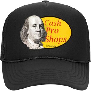 Cash Pro Shops Men's Trucker Hat Mesh Cap - Premium Low Crown - One Size Fits All Snapback Closure - Great for Hunting & Fishing (Black)