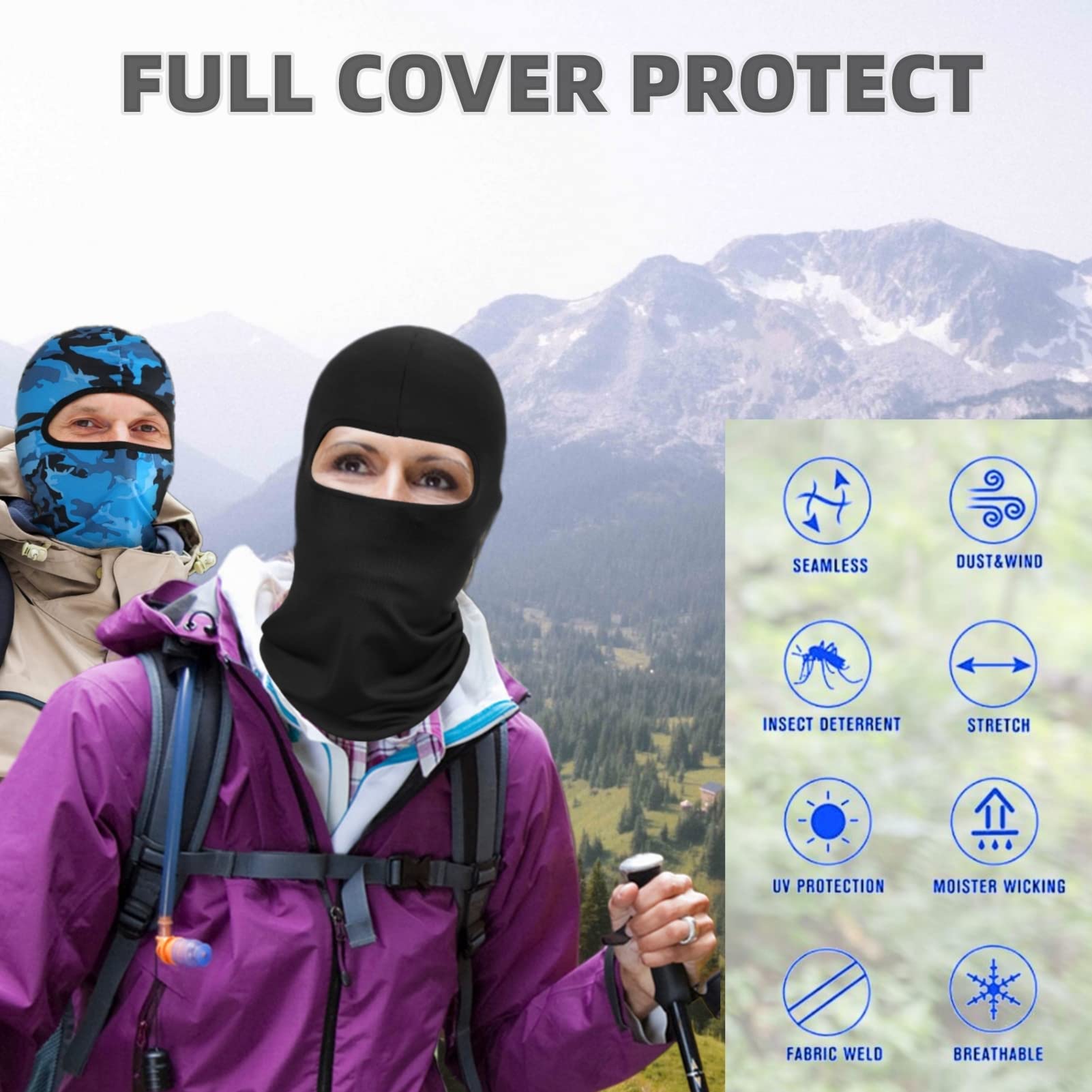 6 Pack Ski Mask Balaclava Face Masks for Men Women Pooh Shiesty Mask Outdoor Full Cover Summer&Winter Protection Black