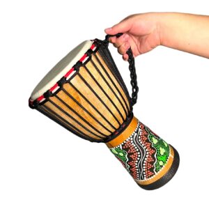 RUOSWTE 8-inch Djembe Drum，Djembe，Percussion Music Bongo, West African Style（ Log painting）