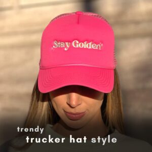 Trucker Hat - 2 Pack | Foam Embroidered Cap | Smiley Face Hat | Preppy Trendy Vintage Retro Trucker Hats | Unisex Men Women Baseball Cap | Mesh Adjustable Snapback | White + Pink | Spritz Pack